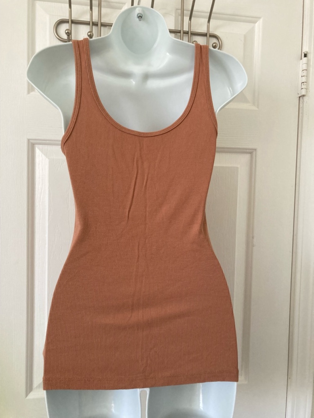 bebe Ribbed Stud Logo Tank Top - Rust - Picture 2 of 5